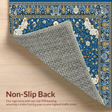 Ultra Soft Area Rug, Non Slip, Stain Resistant, Washable Area Rugs for Living Room, Bedroom, Vibrant Geometric Cultural Aesthetic(Blue)
