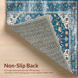 Ultra Soft Area Rug, Non Slip, Stain Resistant, Washable Area Rugs for Living Room, Bedroom, Elegant Retro Floral Composition(Blue)