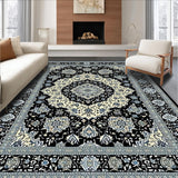 Ultra Soft Area Rug, Non Slip, Stain Resistant, Washable Area Rugs for Living Room, Bedroom, Striking Ogee Pattern in Monochrome(Black)