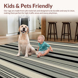 Ultra Soft Area Rug, Non Slip, Stain Resistant, Washable Area Rugs for Living Room, Bedroom, Rustic Minimalist Geometric Lines(Beige)
