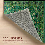 Ultra Soft Area Rug, Non Slip, Stain Resistant, Washable Area Rugs for Living Room, Bedroom, Chic Nature-Inspired Floral Motif(Green)