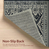 Ultra Soft Area Rug, Non Slip, Stain Resistant, Washable Area Rugs for Living Room, Bedroom, Chic Distressed Floral Composition(Black)
