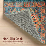 Ultra Soft Area Rug, Non Slip, Stain Resistant, Washable Area Rugs for Living Room, Bedroom, Chic Sky Blue Tiled Aesthetic(Orange)