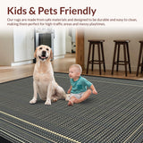 Ultra Soft Area Rug, Non Slip, Stain Resistant, Washable Area Rugs for Living Room, Bedroom, Classic Tiled Arrangement with Depth(Black)