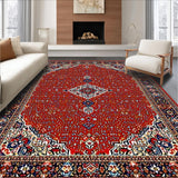 Ultra Soft Area Rug, Non Slip, Stain Resistant, Washable Area Rugs for Living Room, Bedroom, Chic Transitional Ethnic Textures(Red)