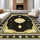 Ultra Soft Area Rug, Non Slip, Stain Resistant, Washable Area Rugs for Living Room, Bedroom, Elegant Black Floral Symphony(Black)