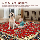 Ultra Soft Area Rug, Non Slip, Stain Resistant, Washable Area Rugs for Living Room, Bedroom, Chic Modern Abstract Design(Red)