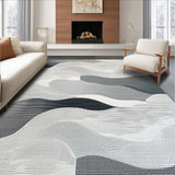 Ultra Soft Area Rug, Non Slip, Stain Resistant, Washable Area Rugs for Living Room, Bedroom, Dynamic Silver-Black Swirl Patterns(Gray)