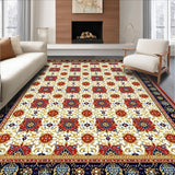 Ultra Soft Area Rug, Non Slip, Stain Resistant, Washable Area Rugs for Living Room, Bedroom, Vibrant Transitional Floral Motif(Red)