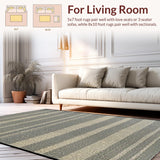 Ultra Soft Area Rug, Non Slip, Stain Resistant, Washable Area Rugs for Living Room, Bedroom, Rustic Neutral Striped Harmony(Gray)