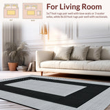 Ultra Soft Area Rug, Non Slip, Stain Resistant, Washable Area Rugs for Living Room, Bedroom, Sleek Abstract Patterned Composition(Black)