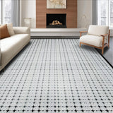 Ultra Soft Area Rug, Non Slip, Stain Resistant, Washable Area Rugs for Living Room, Bedroom, Sleek Silver Geometric Motif(Gray)