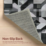 Ultra Soft Area Rug, Non Slip, Stain Resistant, Washable Area Rugs for Living Room, Bedroom, Graphic Gridlock Contemporary Black And White Rug Design(Gray)