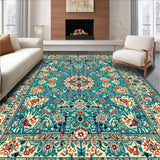 Ultra Soft Area Rug, Non Slip, Stain Resistant, Washable Area Rugs for Living Room, Bedroom, Elegant Pastel Floral Composition(Blue)