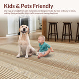 Ultra Soft Area Rug, Non Slip, Stain Resistant, Washable Area Rugs for Living Room, Bedroom, Luxe Soft Textured Ambiance(Beige)
