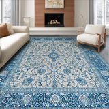 Ultra Soft Area Rug, Non Slip, Stain Resistant, Washable Area Rugs for Living Room, Bedroom, Sophisticated Dual-Tone Floral Design(Blue)