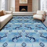 Ultra Soft Area Rug, Non Slip, Stain Resistant, Washable Area Rugs for Living Room, Bedroom, Elegant Blue Animal Motif(Blue)