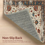 Ultra Soft Area Rug, Non Slip, Stain Resistant, Washable Area Rugs for Living Room, Bedroom, Rustic Retro Leafy Design(Beige)