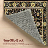 Ultra Soft Area Rug, Non Slip, Stain Resistant, Washable Area Rugs for Living Room, Bedroom, Rustic Earthy Floral Elegance(Black)