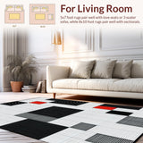 Ultra Soft Area Rug, Non Slip, Stain Resistant, Washable Area Rugs for Living Room, Bedroom, Trendy Symmetrical Dice Arrangement(Black)