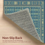Ultra Soft Area Rug, Non Slip, Stain Resistant, Washable Area Rugs for Living Room, Bedroom, Elegant Geometric Area with Intricate Blue and Beige(Blue)