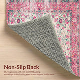 Ultra Soft Area Rug, Non Slip, Stain Resistant, Washable Area Rugs for Living Room, Bedroom, Elegant Blush Green Medallion(Pink)