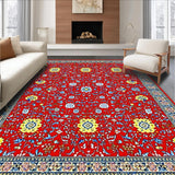 Ultra Soft Area Rug, Non Slip, Stain Resistant, Washable Area Rugs for Living Room, Bedroom, Elegant Rustic Tiled Elements(Red)