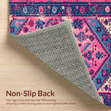 Ultra Soft Area Rug, Non Slip, Stain Resistant, Washable Area Rugs for Living Room, Bedroom, Distressed Pink and Blue Living Room Carpet(Pink)