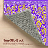 Ultra Soft Area Rug, Non Slip, Stain Resistant, Washable Area Rugs for Living Room, Bedroom, Rustic Artful Floral Touch(Purple)