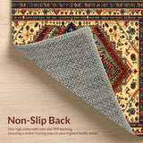 Ultra Soft Area Rug, Non Slip, Stain Resistant, Washable Area Rugs for Living Room, Bedroom, Exotic Elephant Geometric Motif(Yellow)