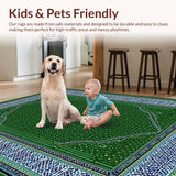 Ultra Soft Area Rug, Non Slip, Stain Resistant, Washable Area Rugs for Living Room, Bedroom, Sleek Green Trellis Pattern(Green)