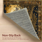 Ultra Soft Area Rug, Non Slip, Stain Resistant, Washable Area Rugs for Living Room, Bedroom, Modern Symbolic Nature Design(Gold)