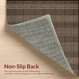 Ultra Soft Area Rug, Non Slip, Stain Resistant, Washable Area Rugs for Living Room, Bedroom, Trendy Abstract Diamond Layout(Brown)