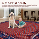 Ultra Soft Area Rug, Non Slip, Stain Resistant, Washable Area Rugs for Living Room, Bedroom, Charming Multi-Hued Rustic Appeal(Red)