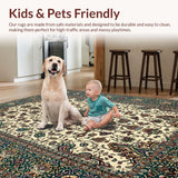Ultra Soft Area Rug, Non Slip, Stain Resistant, Washable Area Rugs for Living Room, Bedroom, Contemporary Neutral Tiled Design(Beige)