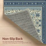 Ultra Soft Area Rug, Non Slip, Stain Resistant, Washable Area Rugs for Living Room, Bedroom, Classic Navy Blue and Beige(Blue)