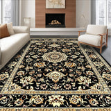 Ultra Soft Area Rug, Non Slip, Stain Resistant, Washable Area Rugs for Living Room, Bedroom, Elegant Floral Paisley Aesthetic(Black)