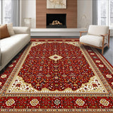Ultra Soft Area Rug, Non Slip, Stain Resistant, Washable Area Rugs for Living Room, Bedroom, Artful Ornate Symmetrical Border(Red)