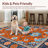 Ultra Soft Area Rug, Non Slip, Stain Resistant, Washable Area Rugs for Living Room, Bedroom, Vibrant Geometric Color Contrast(Orange)