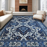 Elegant Deep Blue And Silver Abstract Area Featuring Unique(Blue)