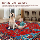 Ultra Soft Area Rug, Non Slip, Stain Resistant, Washable Area Rugs for Living Room, Bedroom, Intricate Neutral Office Space Area Rug(Red)