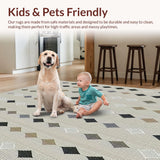Ultra Soft Area Rug, Non Slip, Stain Resistant, Washable Area Rugs for Living Room, Bedroom, Contemporary Charcoal and Beige Design(Beige)