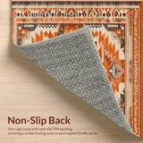 Ultra Soft Area Rug, Non Slip, Stain Resistant, Washable Area Rugs for Living Room, Bedroom, Aztec Geometric Fall Bedroom Washable Low Pile Carpet(Orange)