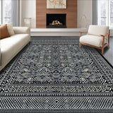 Ultra Soft Area Rug, Non Slip, Stain Resistant, Washable Area Rugs for Living Room, Bedroom, Rustic Ogee Design with Warm Tones(Black)