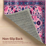 Ultra Soft Area Rug, Non Slip, Stain Resistant, Washable Area Rugs for Living Room, Bedroom, Geometric Tribal Dorm Rug Non Slip Design(Pink)