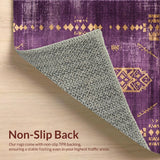 Ultra Soft Area Rug, Non Slip, Stain Resistant, Washable Area Rugs for Living Room, Bedroom, Charming Distressed Geometric Flair(Purple)