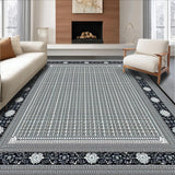 Ultra Soft Area Rug, Non Slip, Stain Resistant, Washable Area Rugs for Living Room, Bedroom, Contemporary Trellis in Earth Tones(Gray)