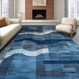 Ultra Soft Area Rug, Non Slip, Stain Resistant, Washable Area Rugs for Living Room, Bedroom, Contemporary Geometric Patterned Aesthetic(Blue)