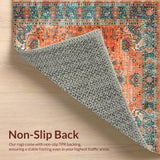 Ultra Soft Area Rug, Non Slip, Stain Resistant, Washable Area Rugs for Living Room, Bedroom, Elegant Distressed Patterned Delight(Orange)