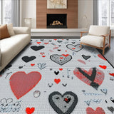 Ultra Soft Area Rug, Non Slip, Stain Resistant, Washable Area Rugs for Living Room, Bedroom, Sleek Minimalist Love Symbol Design(Red)